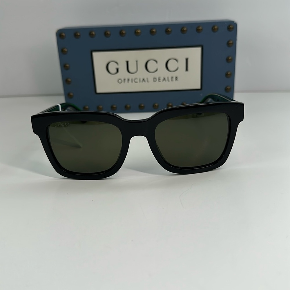 💯- New Authentic Gucci Gucci GG0001SN 002 Black/GREEN/ Red Sunglasses - Picture 6 of 14